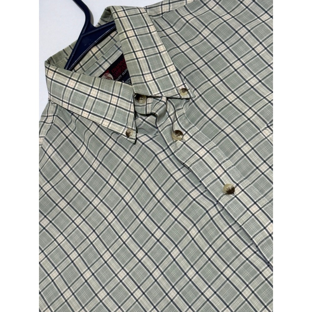 Trading Company Mens M Plaid Short Sleeve Button Down Shirt Sage Green Excellent